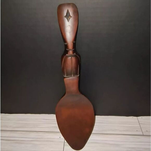 Handcarved Wood Vintage Spoon Wall Hanging Home Decor Tiki Man Face 12”in - Picture 1 of 8